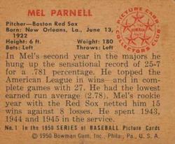 Mel Parnell  baseball card collectible - Main Image 2