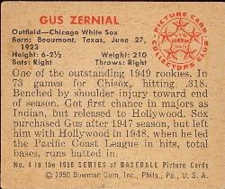 Gus Zernial  baseball card collectible - Main Image 2