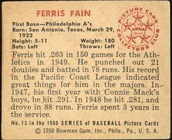 Ferris Fain  baseball card collectible - Main Image 2