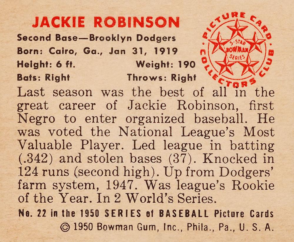 Jackie Robinson  baseball card collectible - Main Image 2
