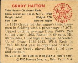 Grady Hatton  baseball card collectible - Main Image 2