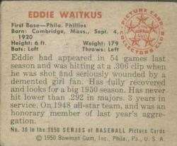 Eddie Waitkus  baseball card collectible - Main Image 2