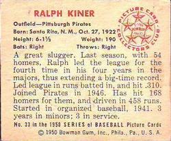 Ralph Kiner  baseball card collectible - Main Image 2