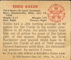 Eddie Kazak  baseball card collectible - Main Image 2