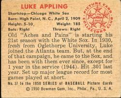Luke Appling  baseball card collectible - Main Image 2