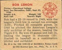 Bob Lemon  baseball card collectible - Main Image 2