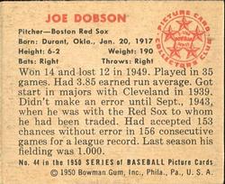 Joe Dobson  baseball card collectible - Main Image 2