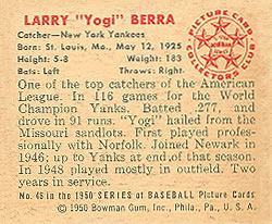 Larry "Yogi” Berra  baseball card collectible - Main Image 2