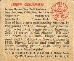 Jerry Coleman  baseball card collectible - Main Image 2