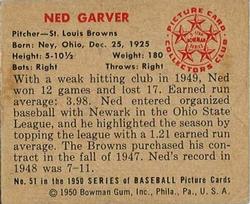 Ned Garver  baseball card collectible - Main Image 2