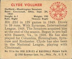 Clyde Vollmer  baseball card collectible - Main Image 2
