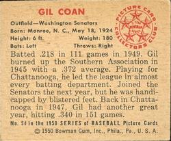 Gil Coan  baseball card collectible - Main Image 2