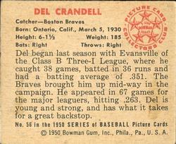 Del Crandall  baseball card collectible - Main Image 2