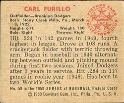 Carl Furillo  baseball card collectible - Main Image 2