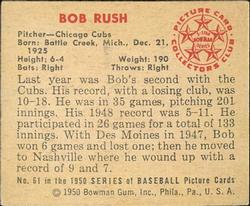 Bob Rush  baseball card collectible - Main Image 2