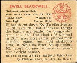 Ewell Blackwell  baseball card collectible - Main Image 2