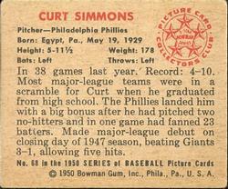 Curt Simmons  baseball card collectible - Main Image 2