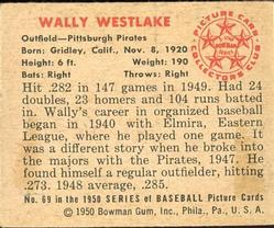 Wally Westlake  baseball card collectible - Main Image 2