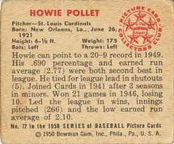 Howie Pollet  baseball card collectible - Main Image 2