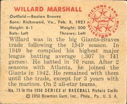 Willard Marshall  baseball card collectible - Main Image 2