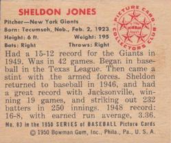 Sheldon Jones  baseball card collectible - Main Image 2
