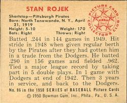 Stan Rojek  baseball card collectible - Main Image 2