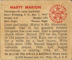 Marty Marion  baseball card collectible - Main Image 2