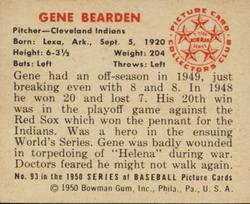 Gene Bearden  baseball card collectible - Main Image 2