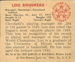 Lou Boudreau  baseball card collectible - Main Image 2