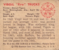 Virgil "Fire” Trucks  baseball card collectible - Main Image 2