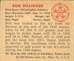 Bob Dillinger  baseball card collectible - Main Image 2