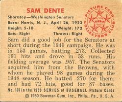 Sam Dente  baseball card collectible - Main Image 2