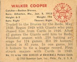 Walker Cooper  baseball card collectible - Main Image 2