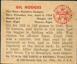Gil Hodges  baseball card collectible - Main Image 2