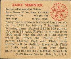 Andy Seminick  baseball card collectible - Main Image 2