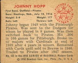 Johnny Hopp  baseball card collectible - Main Image 2