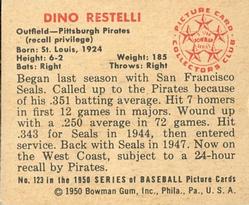 Dino Restelli  baseball card collectible - Main Image 2