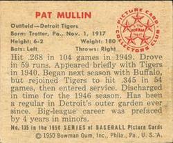 Pat Mullin  baseball card collectible - Main Image 2