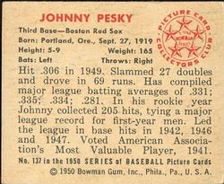 Johnny Pesky  baseball card collectible - Main Image 2