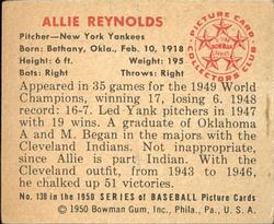 Allie Reynolds  baseball card collectible - Main Image 2