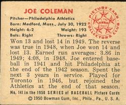 Joe Coleman  baseball card collectible - Main Image 2