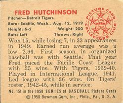 Fred Hutchinson  baseball card collectible - Main Image 2