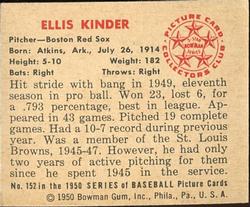 Ellis Kinder  baseball card collectible - Main Image 2