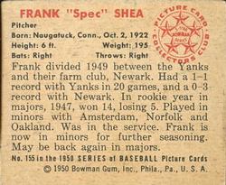 Frank "Spec” Shea  baseball card collectible - Main Image 2