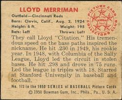 Lloyd Merriman  baseball card collectible - Main Image 2