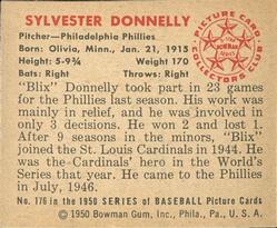 Sylvester Donnelly  baseball card collectible - Main Image 2