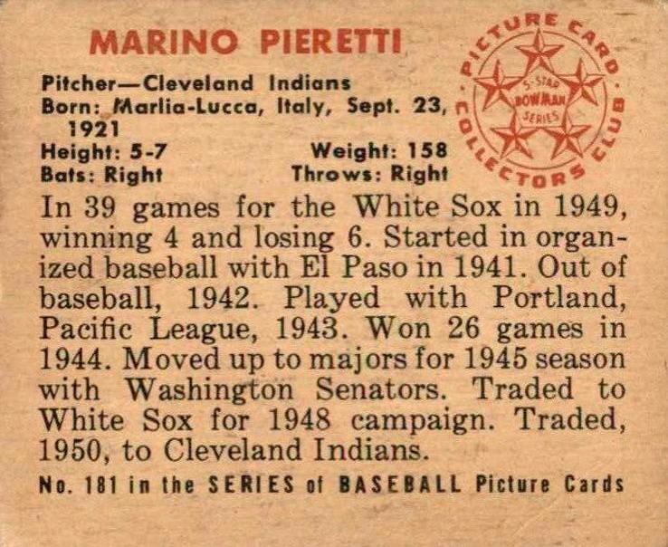 Marino Pieretti  baseball card collectible - Main Image 2
