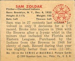 Sam Zoldak  baseball card collectible - Main Image 2