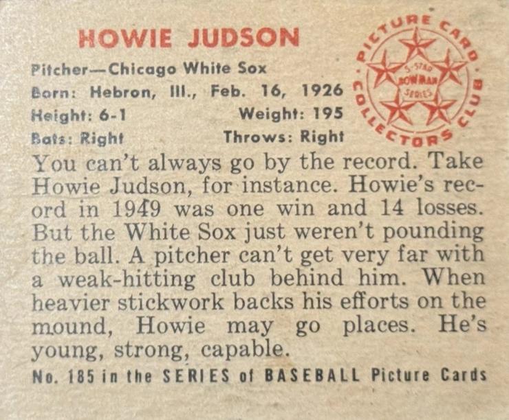 Howie Judson  baseball card collectible - Main Image 2
