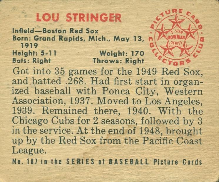 Lou Stringer  baseball card collectible - Main Image 2